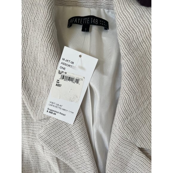 Lafayette 148 New York NWT Textured Blazer Linen Light Beige Jacket 6 - Picture 4 of 4